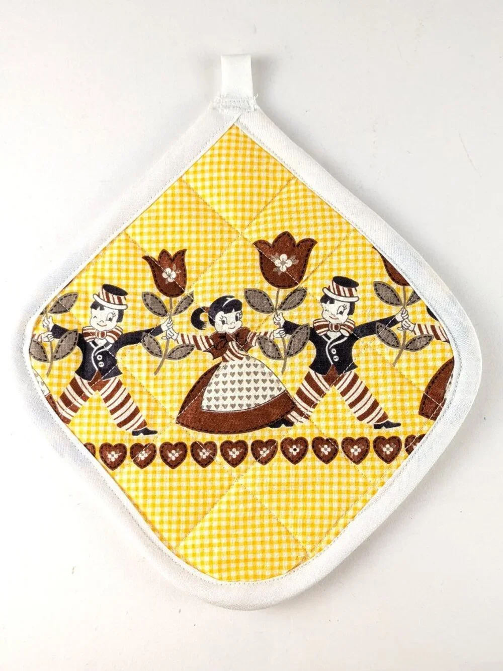 Vintage Dutch Print Quilted Pot Holder